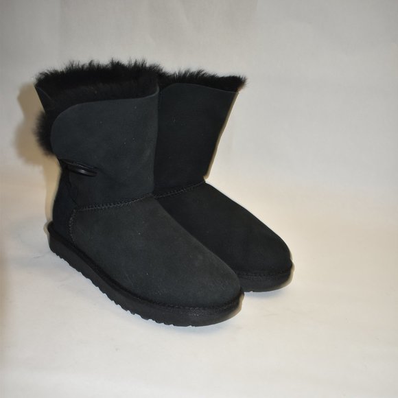 New! UGG Bailey Button II Genuine Sheepskin Boot Black Suede Size 7 1016226 - Picture 2 of 10